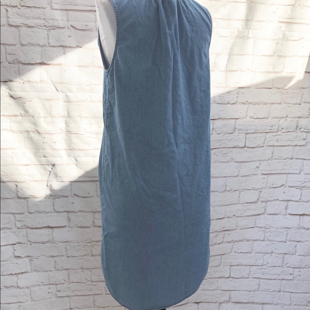OLD NAVY Chambray Sleeveless Tie Collar Shift Tunic Tank Shirt Dress S - Picture 6 of 6